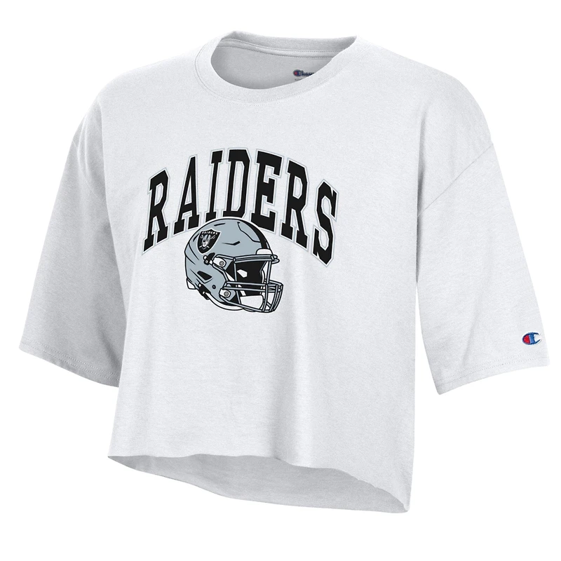 T-shirt court boyfriend blanc Champion pour femme, Las Vegas Raiders
