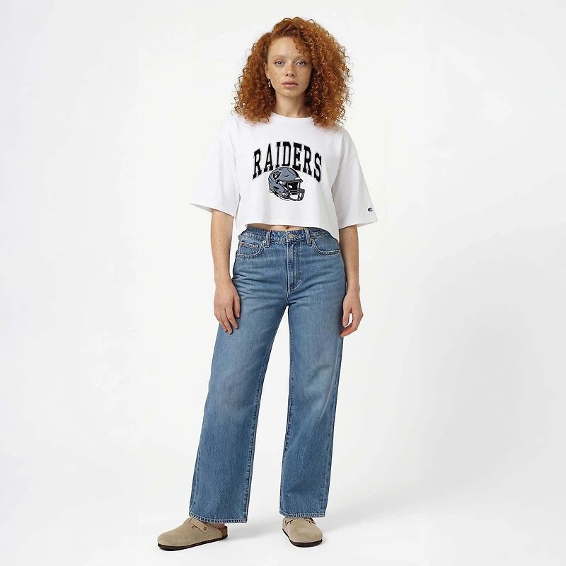 Women's Champion  White Las Vegas Raiders Boyfriend Cropped T-Shirt