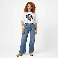 Women's Champion  White Las Vegas Raiders Boyfriend Cropped T-Shirt