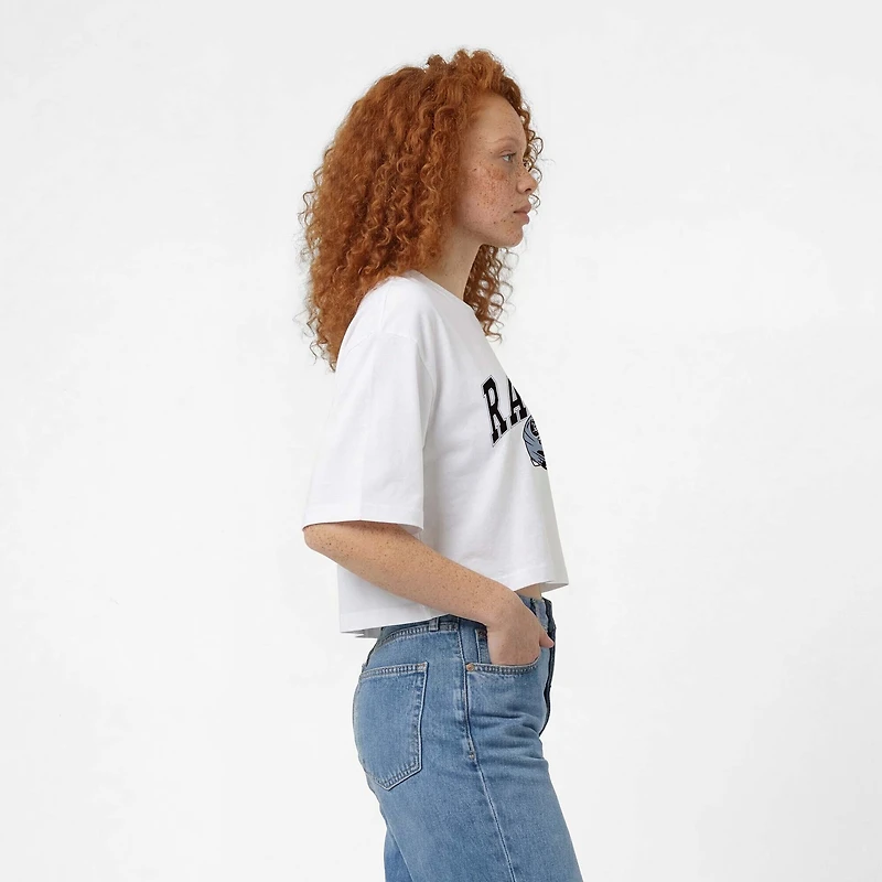 Women's Champion  White Las Vegas Raiders Boyfriend Cropped T-Shirt