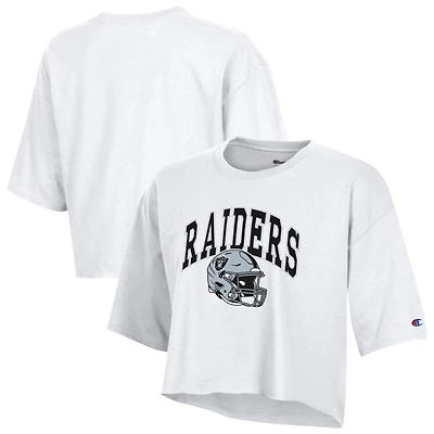 Women's Champion  White Las Vegas Raiders Boyfriend Cropped T-Shirt