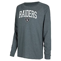 Women's Concepts Sport Black/Charcoal Las Vegas Raiders Raglan Long Sleeve Top & Shorts Lounge Set