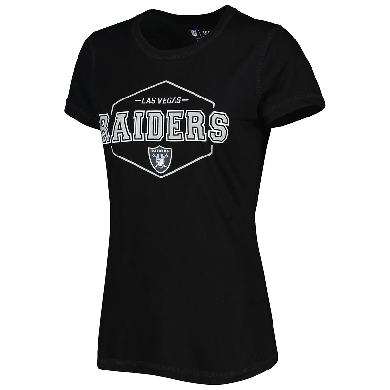 Ensemble de nuit grande taille pour femme Concepts Sport noir/gris avec haut et pantalon à écusson des Las Vegas Raiders