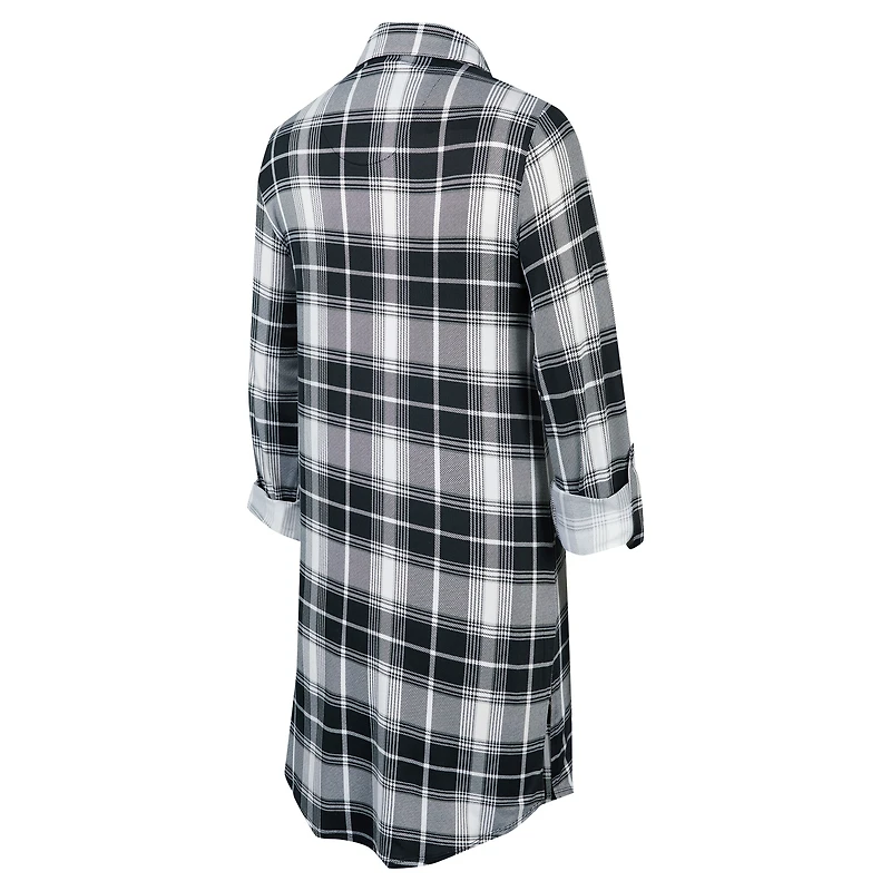 Women's Concepts Sport Black Las Vegas Raiders Ashford Plaid Knit Nightshirt