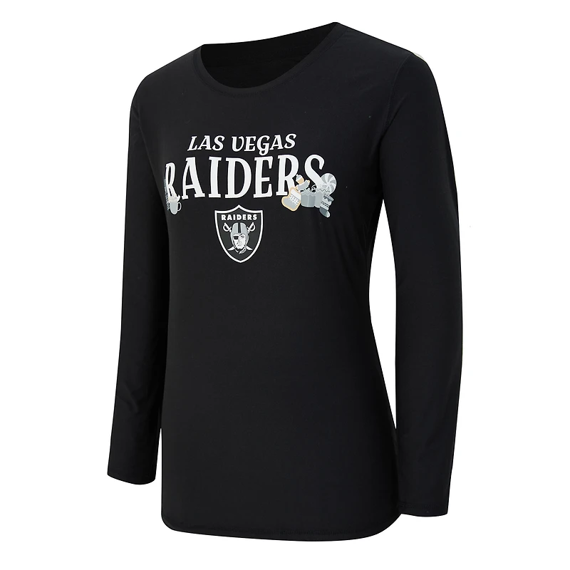 Women's Concepts Sport Black Las Vegas Raiders Chesnut Long Sleeve T-Shirt and Pant Sleep Set