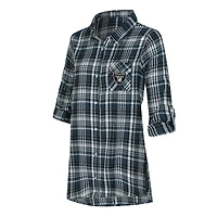 Women's Concepts Sport Black Las Vegas Raiders Laney Plaid Tri-Blend Full-Button Nightshirt