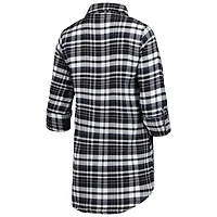 Women's Concepts Sport Black Las Vegas Raiders Mainstay Plaid Full-Button Long Sleeve Nightshirt