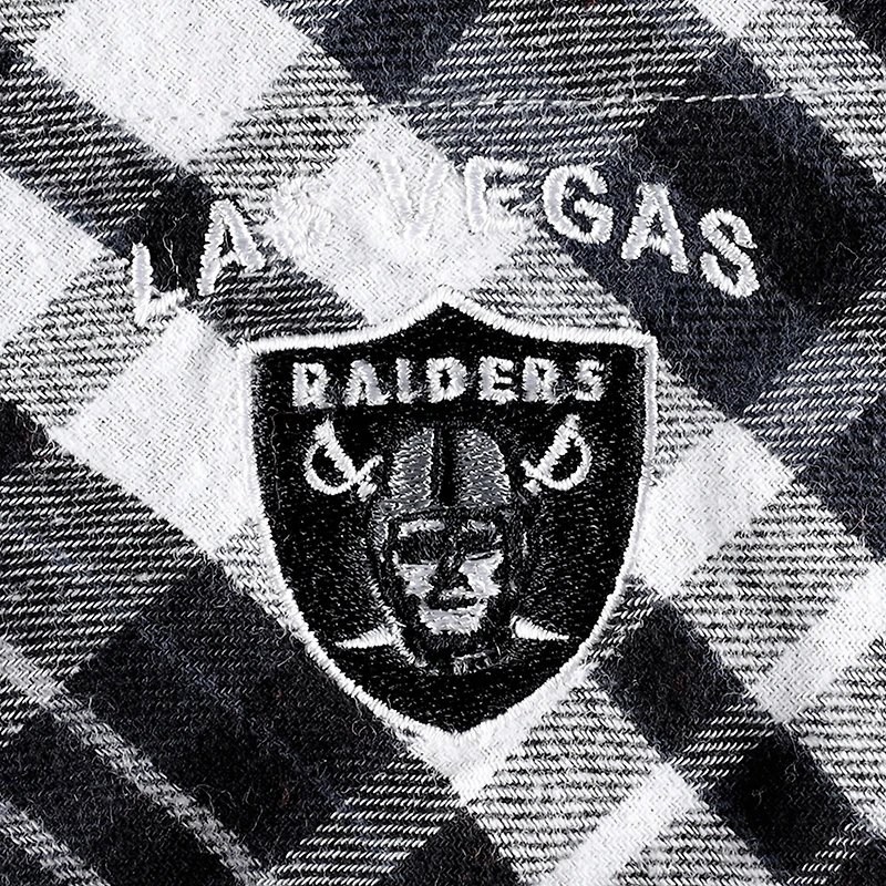 Women's Concepts Sport Black Las Vegas Raiders Mainstay Plaid Full-Button Long Sleeve Nightshirt