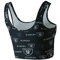 Brassière Concepts Sport noire à imprimé mosaïque des Las Vegas Raiders pour femme