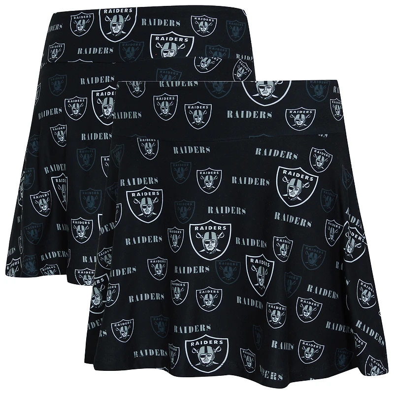 Jupe-short Concepts Sport noire à imprimé mosaïque des Las Vegas Raiders pour femme