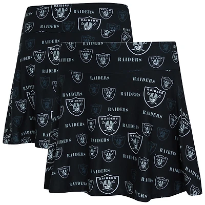 Jupe-short Concepts Sport noire à imprimé mosaïque des Las Vegas Raiders pour femme