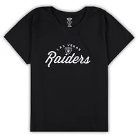 Ensemble de nuit Concepts Sport pour femmes, t-shirt avec badge et pantalon en flanelle, noir, Las Vegas Raiders, grande taille
