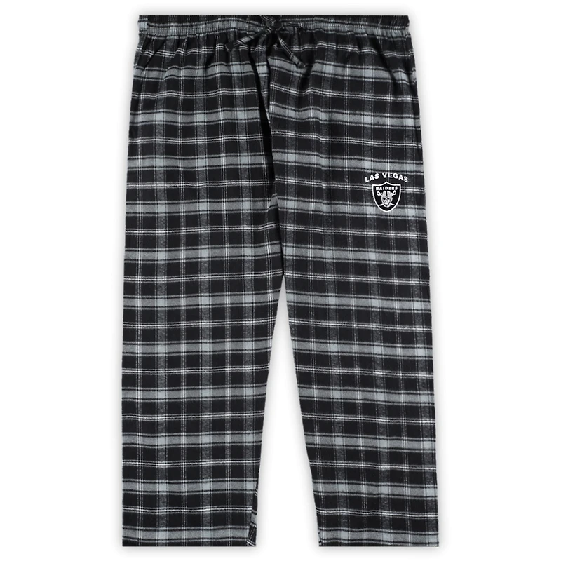 Ensemble de nuit Concepts Sport pour femmes, t-shirt avec badge et pantalon en flanelle, noir, Las Vegas Raiders, grande taille