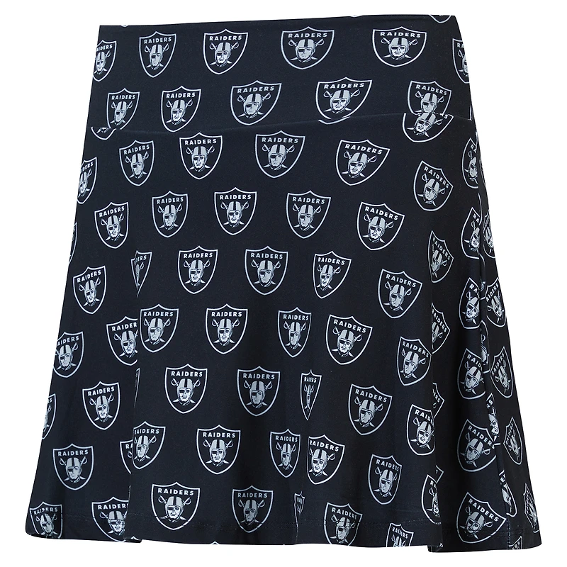 Jupe-short de nuit en tricot à imprimé intégral Las Vegas Raiders Record pour femme Concepts Sport Black