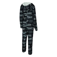 Women's Concepts Sport  Black Las Vegas Raiders Roadway Allover Print Microfleece Full-Zip Union Suit