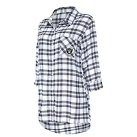 Women's Concepts Sport Charcoal Las Vegas Raiders Sienna Plaid Full-Button Long Sleeve Nightshirt