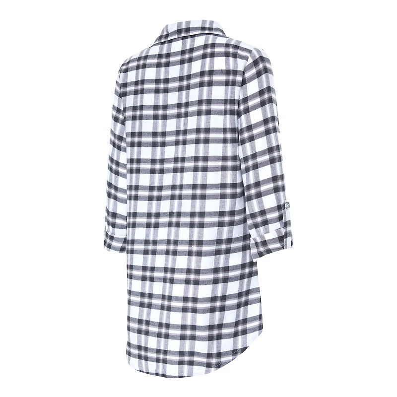 Women's Concepts Sport Charcoal Las Vegas Raiders Sienna Plaid Full-Button Long Sleeve Nightshirt