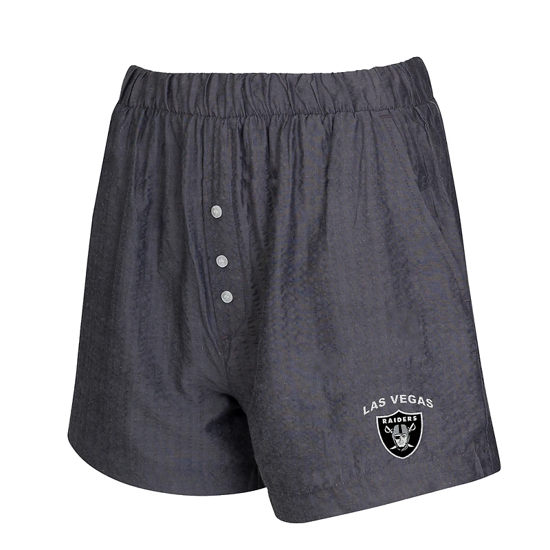 Women's Concepts Sport Charcoal Las Vegas Raiders Two-Pack Stripes and Solids Boxer Shorts Set