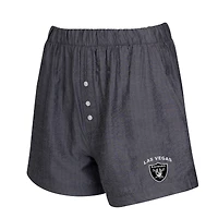 Women's Concepts Sport  Charcoal Las Vegas Raiders Two-Pack Stripes and Solids Boxer Shorts Set
