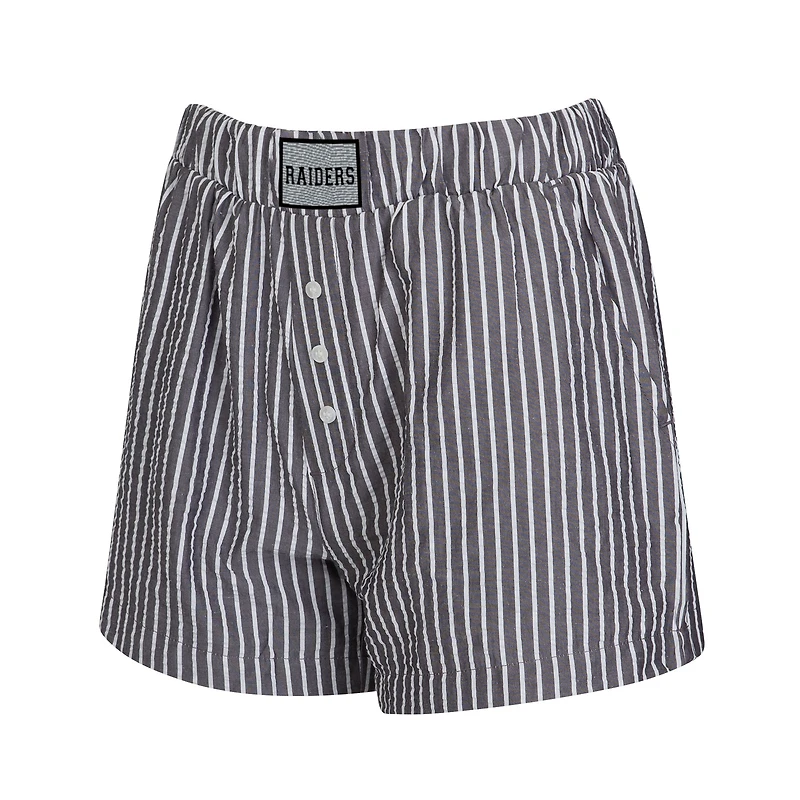 Women's Concepts Sport Charcoal Las Vegas Raiders Two-Pack Stripes and Solids Boxer Shorts Set