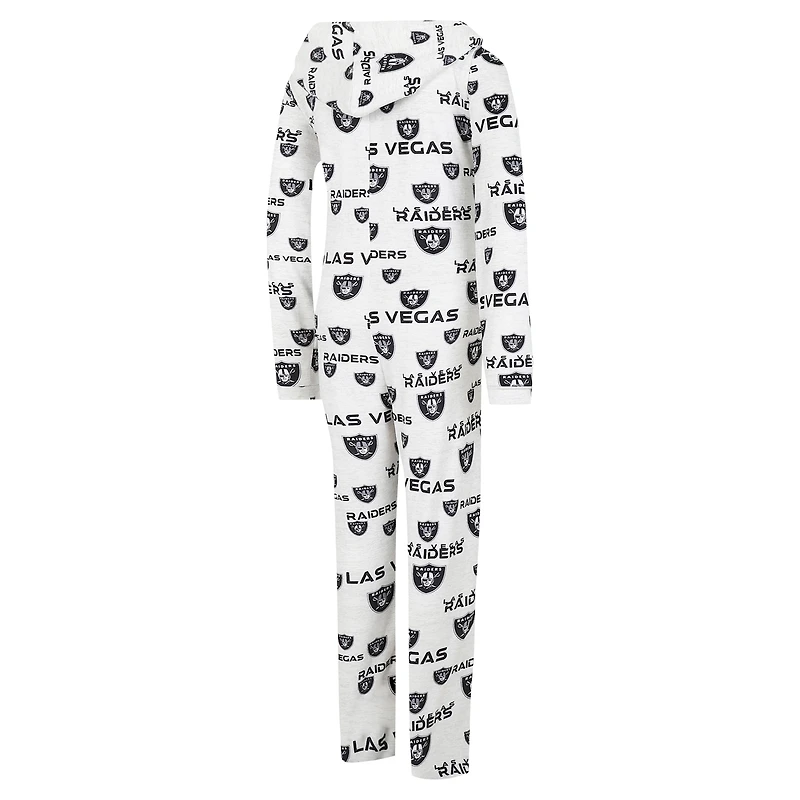 Women's Concepts Sport  Cream Las Vegas Raiders Docket Hoodie Full-Zip Union Suit