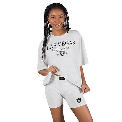 Ensemble pyjama Concepts Sport gris Las Vegas Raiders pour femme : t-shirt et culotte à rayures.