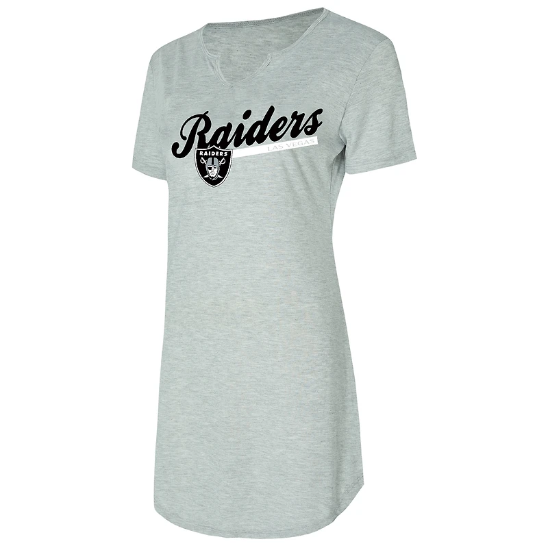 Women's Concepts Sport Gray Las Vegas Raiders Petition Knit Nightshirt