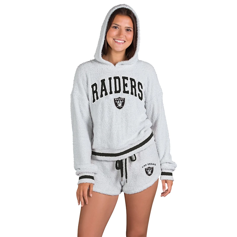 Women's Concepts Sport Gray Las Vegas Raiders Whitley Long Sleeve Hoodie Top & Shorts Set