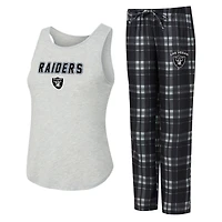 Women's Concepts Sport  Heather Gray/Black Las Vegas Raiders Regulate Plaid Tank Top & Pants Sleep Set