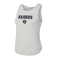 Ensemble de nuit pour femme Concepts Sport gris chiné/noir Las Vegas Raiders Regulate Plaid avec débardeur et pantalon