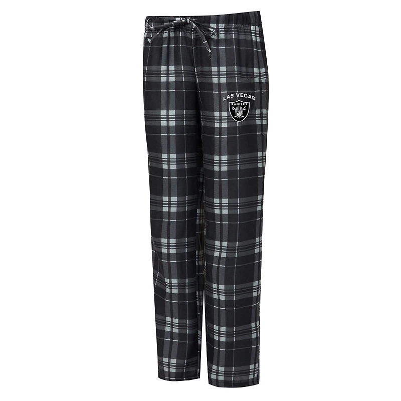 Ensemble de nuit pour femme Concepts Sport gris chiné/noir Las Vegas Raiders Regulate Plaid avec débardeur et pantalon