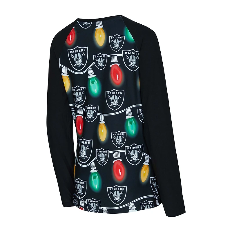 Ensemble t-shirt à manches longues et pantalon en tricot Garland Raglan pour femme Concepts Sport Las Vegas Raiders