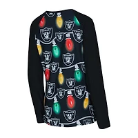 Ensemble t-shirt à manches longues et pantalon en tricot Garland Raglan pour femme Concepts Sport Las Vegas Raiders