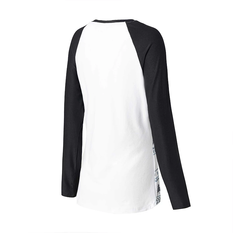 Ensemble de nuit Concepts Sport pour femmes, t-shirt et pantalon à manches longues Las Vegas Raiders Tinsel Raglan, blanc/noir