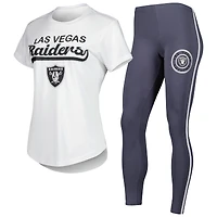 Concepts Sport Ensemble de nuit T-shirt et legging Las Vegas Raiders Sonata Blanc/Anthracite