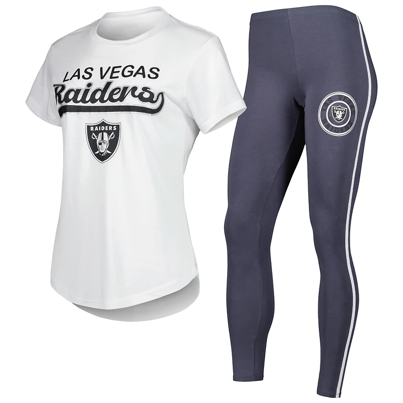 Women's Concepts Sport White/Charcoal Las Vegas Raiders Sonata Top & Leggings Sleep Set