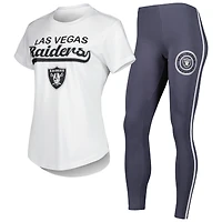 Women's Concepts Sport White/Charcoal Las Vegas Raiders Sonata Top & Leggings Sleep Set