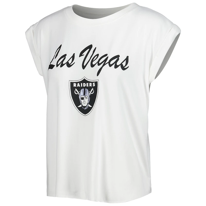 Ensemble de nuit Concepts Sport blanc/crème pour femme, haut et short en tricot des Las Vegas Raiders Montana