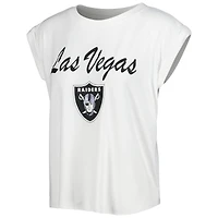 Ensemble de nuit Concepts Sport blanc/crème pour femme, haut et short en tricot des Las Vegas Raiders Montana