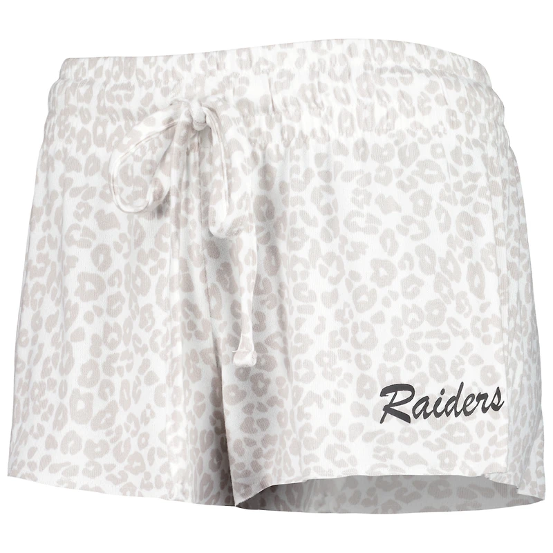 Ensemble de nuit Concepts Sport blanc/crème pour femme, haut et short en tricot des Las Vegas Raiders Montana