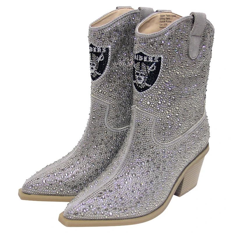 Bottines à cristaux Cuce Silver Las Vegas Raiders pour femmes