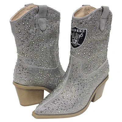 Bottines à cristaux Cuce Silver Las Vegas Raiders pour femmes