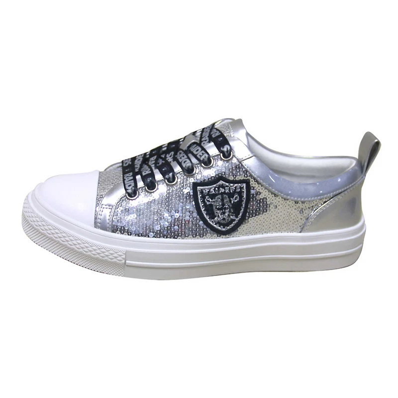 Women's Cuce Silver Las Vegas Raiders Team Sequin Sneakers