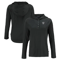 Women's Cutter & Buck Black Las Vegas Raiders Coastline Epic Comfort Eco Recycled Long Sleeve Hoodie T-Shirt