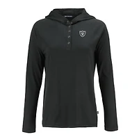 Women's Cutter & Buck Black Las Vegas Raiders Coastline Epic Comfort Eco Recycled Long Sleeve Hoodie T-Shirt