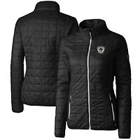 Doudoune Rainier PrimaLoft Eco entièrement zippée pour femme, noire, avec logo rétro des Las Vegas Raiders, Cutter & Buck