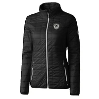 Doudoune Rainier PrimaLoft Eco entièrement zippée pour femme, noire, avec logo rétro des Las Vegas Raiders, Cutter & Buck