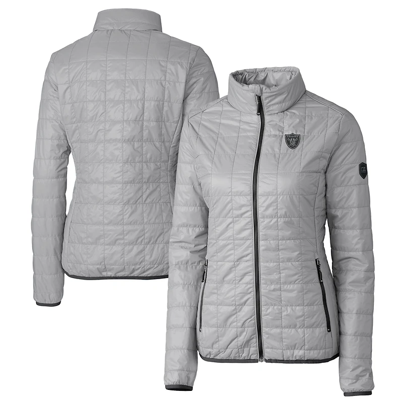 Doudoune isolante entièrement zippée Rainier PrimaLoft Eco pour femme, grise, Cutter & Buck, des Las Vegas Raiders
