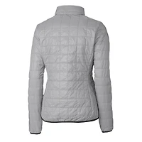 Doudoune Rainier PrimaLoft Eco entièrement zippée pour femme, grise, avec logo rétro des Las Vegas Raiders, Cutter & Buck