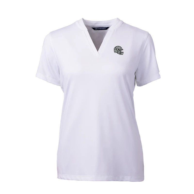 Haut à col en V extensible DryTec Forge pour femme, blanc, avec logo du casque des Las Vegas Raiders, Cutter & Buck